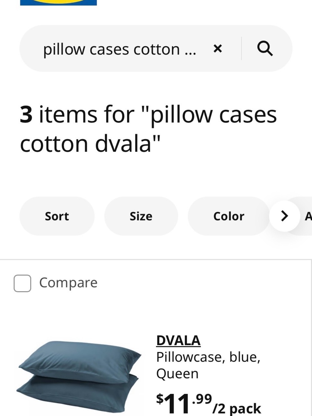 Blue Cotton Pillowcase - Queen (2-Pack)